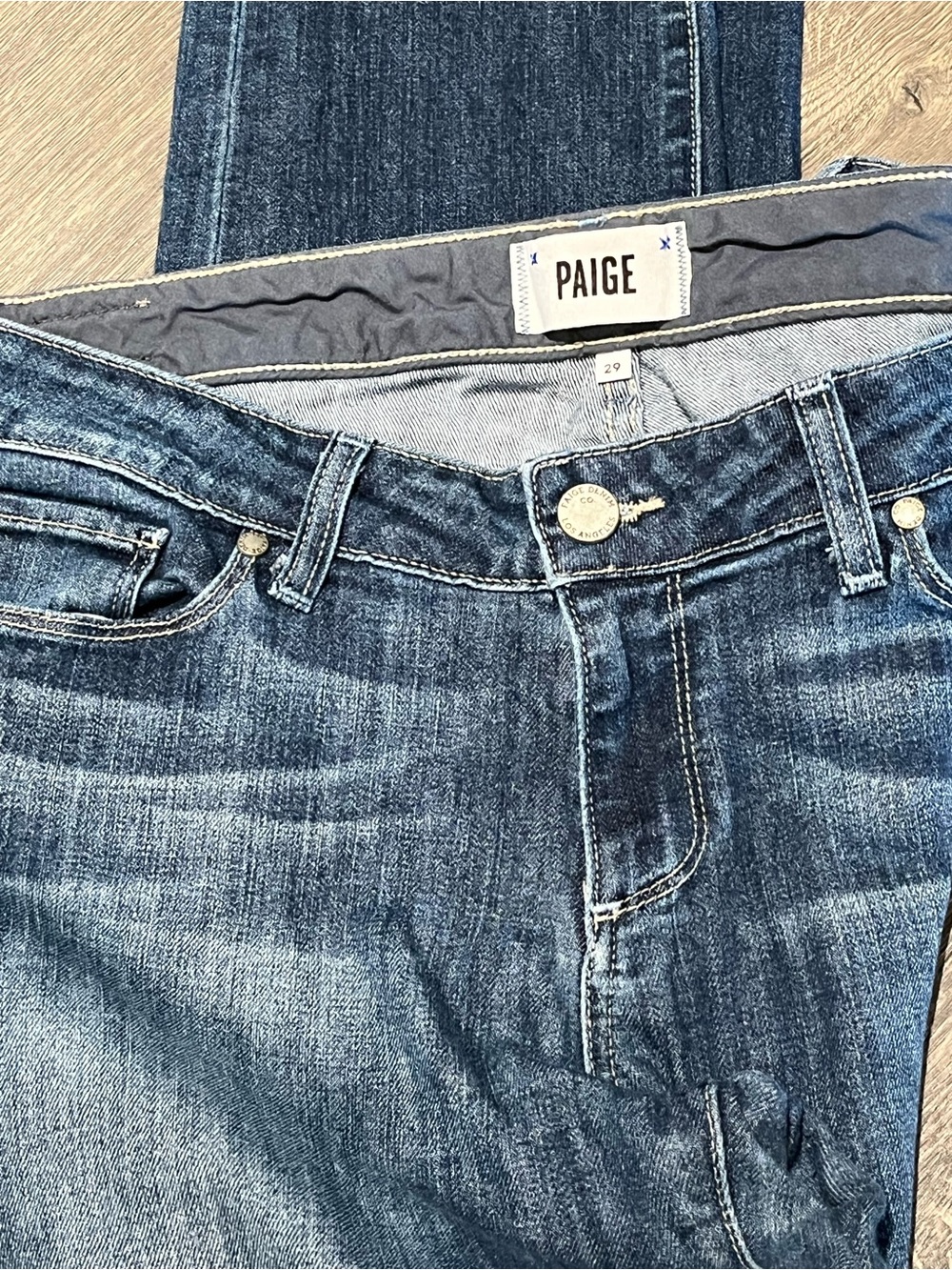 PAIGE Jimmy Jimmy Skinny Jeans | Dark Wash Distressed Stretch Denim Sz 29 EUC - Picture 5 of 8